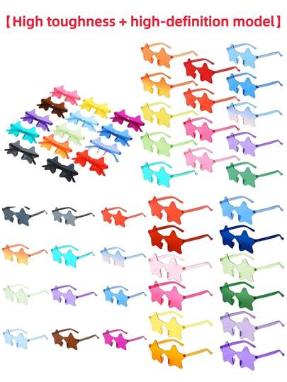 20副/14副星形无框眼镜，透明糖果色眼镜，男女皆宜，派对礼品，非常适合泳池派对、沙滩派对、夏季派对、生日派对、嘉年华、复活节、趣味活动或派对礼物（颜色随机）