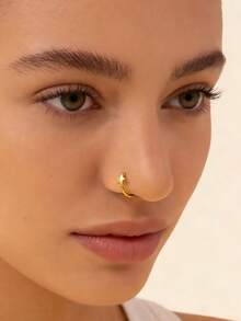 Aro de nariz en forma de estrella de acero inoxidable - Aro de cartílago y pendiente de labio para piercing de nariz, joyería corporal para hélix, trago de la oreja - Estrella - Ver 2