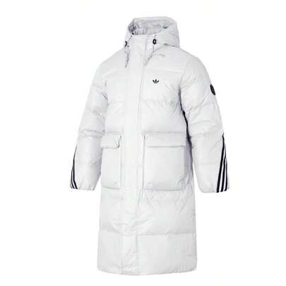 Adidas Originals 男女通用连帽羽绒服，3S 长款羽绒服，休闲舒适户外运动服，KC2566