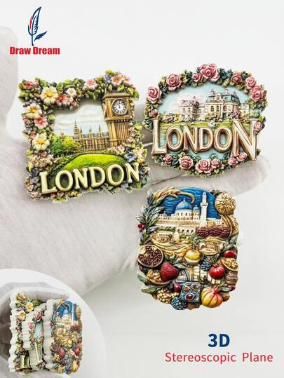 1 pieza Imán de nevera 3D estéreo creativo de Londres, colección de recuerdos de viaje por el mundo, adecuado para decoración del hogar, oficina, recuerdo de viaje personalizado, imán de nevera, decoración del hogar, cocina, habitación, oficina, gabinete, regalo artesanal, recuerdo de vacaciones, regalo pequeño exquisito