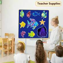 hoojojo 17 Stück Regenbogenfisch Filz Geschichte Set für Kinder, interaktives Ozean Thema Filzbrett Lernhilfe, Geschichtenerzählen Lese-Lernmittel Lehrer Hilfsmittel Schulmaterial für Schulanfang Klassenzimmer - Verschiedenfarbig - Übersicht 10