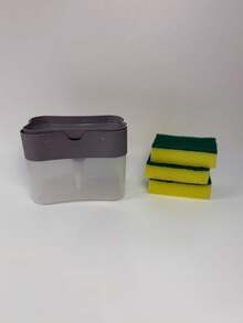 1pc Metallic Silver Kitchen Soap Dispenser With Sponge Holder, Space Saving Countertop Soap Pump, No Batteries Needed, Durable Rustproof Plastic, Easy To Clean Refillable Liquid Soap Dispenser For Kitchen Sink Bathroom Home Organizer - Multicolor - View 12