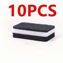 10片/包 双面加厚海绵洗碗布，厨房清洁湿巾，适用于厨房、浴室、家居及其他日常用途 - 黑白 - 查看 8