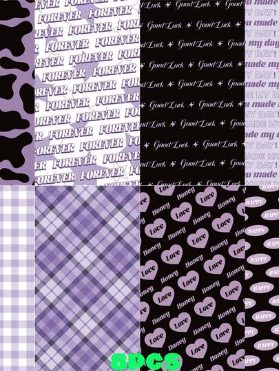 8pcs Signal Fragments Scrapbooking Paper, Scrapbooking Supplies, Each Size 16*9cm, DIY Phone Case, Tablet, Laptop Stickers, Suitable For Packaging Diary, Crafts, Stationery, Craft Paper, Handmade Paper, Wallpaper