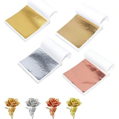 100pcs Gold Leaf Imitation Foil Paper Leaves For Diy, Epoxy Resin, Silicone Molds, Jewelry Making, Filling, Decoration, Crafts Tools