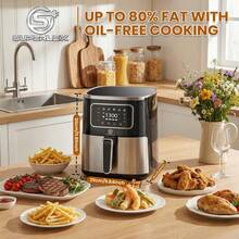 SUPERLEX 5.5L Air Fryer, 10-In-1 Multi-Function Fryer 1450W, LED Display Multi-Function Oven, Equipped With A Timing Function, Stainless Steel Non-Stick Coating, Easy To Clean, Suitable For Kitchen: Fried Chicken, French Fries, Steak, Pizza, Barbecue - UK Plug(220-240V) - View 4