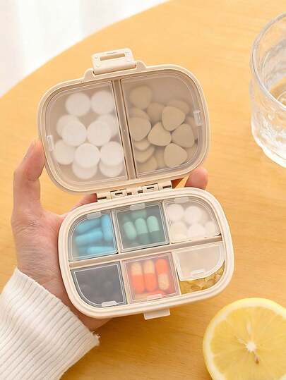 1pc 8-Slot Pill Organizer Box, Capsule Dispenser, Vitamin Compartment Container, Moisture-Proof Tablet Storage Box, Portable Pill Case For Travel, Daily Dose Storage, Reusable Medication Bag For 7/28 Days Supply Medicine Bag Pill Box Pill Containers Hospital Bag First Aid Kit Medicine Organizer Medicine Storage Bag Cruise Essentials Vacation Essentials Travel Stuff