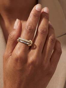1 Stück 925 Sterling Silber glatter Dreifach-Reifen-Ring, geeignet für Frauen, elegante Kristall-Ohrringe, exquisiter Schmuck - Verschiedenfarbig - Übersicht 7