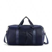 Maleta deportiva de color liso,con separacion de ropa humeda y seca,ideal para yoga,vijaes y para guardar zapatos. - Azul Marino - Ver 2