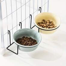 1 Set Anti-Spill Cat Food Bowl, Hanging Ceramic Pet Bowl, Fixed Dog Bowl, Suitable For Puppies & Kittens, Raised Pet Feeder - 360mL - View 3