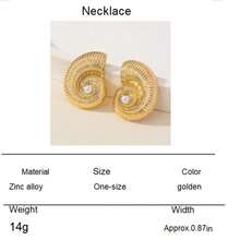 1 Đôi bông tai hình ốc sên bất đối xứng thời trang đính ngọc trai, bông tai nữ, quà tặng ngày lễ và Ngày của Mẹ. - Vàng - Xem 7