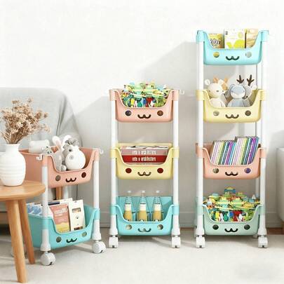 Multi-Layer Storage Rack Multi-Layer SPA Storage Cart - PABA, Non-Electric, Mobile Storage Rack With Wheels, 3/5 Layers, Suitable For Living Room, Bedroom Dormitory Book Storage Rack, Bedside Cart, Utility Cart, Book Cart, Roller Cart, Baby Stroller Storage Box, Kitchen Storage Box, Diaper Cart, Bathroom Storage Box