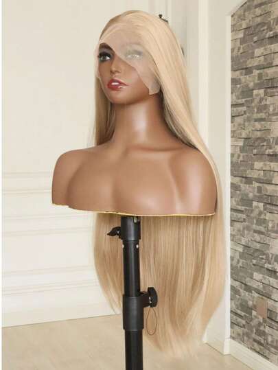 13x4 Transparent Lace Front Wig Blended Human Hair 200% Density Straight Pre Plucked Natural Hairline Install For Women BlodeColor - Sport Vacation Travel Festival Prom Outdoor Cosplay Campus School Beach Wedding Camping Holiday Outfits Summer Outfits Vacay Vibes Charm Elegant Casual