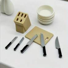 Bộ dao nhựa thu nhỏ, đồ chơi nhà bếp giả vờ, thớt mini chân thực, lý tưởng để trang trí nhà búp bê. - Nhiều màu - Xem 7