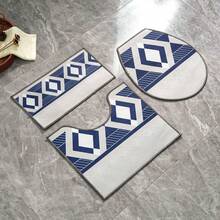 Casaisla Home Collection Set 15 Piezas Coordinado de Habitación Incluye Edredón Reversible, 2 Sábanas, 2 Fundas de Almohada, 2 Forros de Cojines, 4 Cortinas, 1 Alfombrilla Larga y 1 Juego de Baño - Tamaño Matrimonial y King Size - Azul Marino - Ver 6