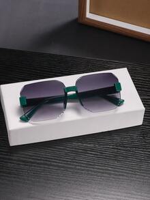 1 PC Men's Square Frameless Fashion Glasses Soft Tinted Lenses Lightweight Frame Casual Style Suitable For Beach Vacation With Glasses Box - Multicolor - View 7