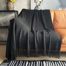 LOMAO - Manta de punto con borlas y textura de burbujas, Cobijas Frazadas ligeras, para decoración del hogar, color negro, 50 x 60 - coral - Ver 1