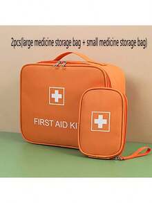1pc/2pcs Large Capacity First Aid Kit Set, Made Of Oxford Cloth With Smart Compartments. Reusable Zipper Medication Storage Organizer Bag, Portable Fabric Medical Bag Suitable For Home, Travel, Office And Outdoor. Multifunctional Epidemic Prevention Emergency Supplies, Practical Daily Essential, Ideal Holiday Gift For Family And Friends. - One Size - View 25