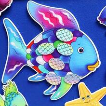 hoojojo 17 Stück Regenbogenfisch Filz Geschichte Set für Kinder, interaktives Ozean Thema Filzbrett Lernhilfe, Geschichtenerzählen Lese-Lernmittel Lehrer Hilfsmittel Schulmaterial für Schulanfang Klassenzimmer - Verschiedenfarbig - Übersicht 7