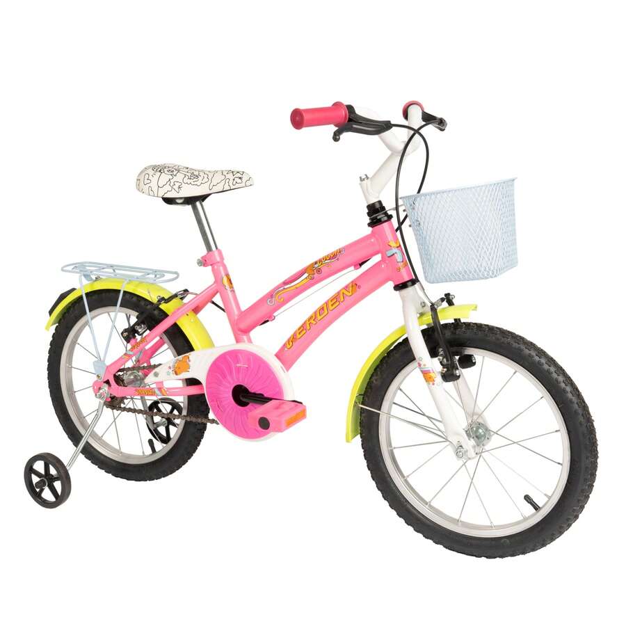 Bicicleta Infantil Aro 16 Lolla Branca Laranja Verden Bikes - Rosa chiclete - Visão 1