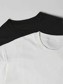 Antonio Recio Women's Fashion T-Shirt Summer Tops, Round Neck T-Shirt, Short Summer Clothing For Women, Aesthetic Fashion, Harajuku Y2K Tops Cotton T-Shirt - 黑色 - 查看 4