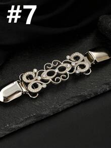 Prendedor de cinto vintage feminino para suéter/cardigã - Estampa de folha prateada. Ideal para usar com suéteres, xales, cardigãs, cachecóis e golas. Perfeito para presentear no dia a dia. - Prata - Ver 11