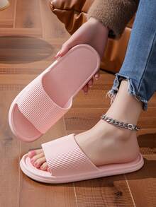 Unisex Summer Indoor Bathroom Non-Slip Soft Bottom Comfortable Lightweight Slippers - Baby Pink - View 8