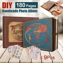 OUR ADVENTURE BOOK A Adventure Book 180 Pages Scrapbook Photo Album,Retro Style Embossed Letter Leather Cover Travel Diary Journal Scrap Book For Couples,Memory Book For Anniversary Wedding,Valentines Day Gifts - Blue - View 11