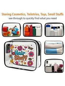 新款PVC拉链密封旅行收纳包，女士轻便防褪色化妆包，时尚便携洗漱包，防水耐用，适合旅行、度假、上学等各种场合。旅行洗漱包，洗漱包，淋浴包，防水大容量，女士旅行必备，邮轮旅行必备，度假必备，旅行用品 - 彩色 - 查看 6