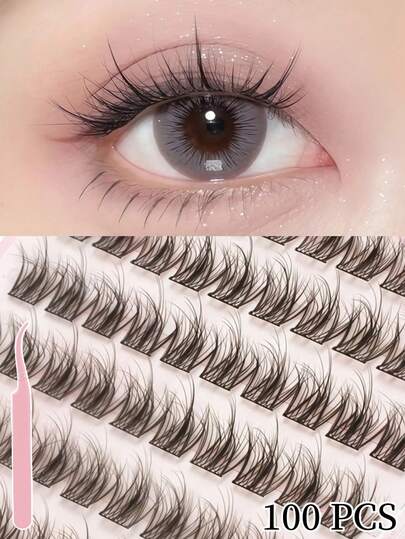 3-Piece Glue-Free False Eyelashes Set, 100 Lashes Per Pack, C-Curl Natural Curled Shape, 11-12mm Segmented Length Design, Easy To Create Layered 3D Eye Makeup. Glue-Free Self-Adhesive Design, No Extra Glue Needed, Stable Application Even For Beginners, DIY Flexible Combination Saves Time. Lightweight, Soft And Comfortable, Long-Lasting Without Falling Off, Suitable For Dates And Gatherings. Includes Eyelash Tweezers, All-In-One Tool Set.