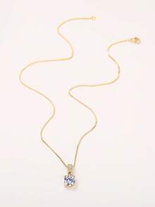 1 chiếc dây chuyền mặt đá Cubic Zirconia sang trọng dành cho nữ, thích hợp làm quà tặng Ngày Valentine, đám cưới, lễ đính hôn, kỷ niệm, hoặc dự tiệc. - Vàng - Xem 6
