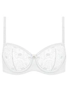 Wingslove Sujetador transparente sin acolchado con encaje bordado y efecto push-up sexy para mujer - Blanco - Ver 11