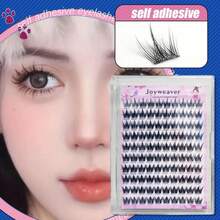 100 Clusters Self-Adhesive Eyelashes - C-Curl Slender Dog Style, 10-12mm Mixed Lengths, 0.07mm Ultra-Thin Natural Lashes For Anime/Doll/Cat-Eye Looks, Beginner-Friendly False Lashes To Enlarge Eyes, Eye Lash Extensions Supplies, Beginnerfriendly Makeup, Wispy Lash Effect, Lightweight Lash Clusters, Lash Enhancement, Beauty Lovers - C - 查看 9