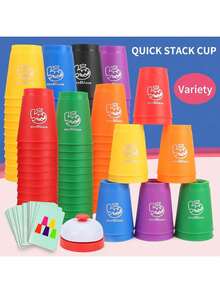 Stacking Cup Game Set, 2-Player Interactive Tabletop Board (Large Cups), Color Sorting Training, Holiday Party Gift (Random Color), Halloween Decoration - Multicolor - View 4