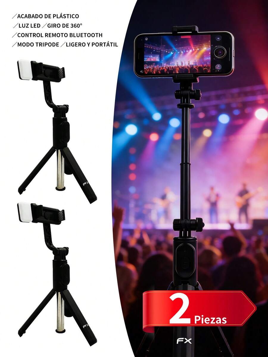 2 piezas Palo de selfie Bluetooth multifuncional con trípode,Palo de selfie extensible de 100CM,mando a distancia Bluetooth desmontable, luz de relleno, soporte ajustable, giratorio, trípode telescópico, trípode de piso profesional diseñado para transmisión en vivo con control remoto inalámbrico, soporte para teléfono inteligente giratorio 360°, estable y antivibración, monopie ideal para viajes y vlogging al aire transmisiones para vacaciones de verano, viajes y actividades al aire libre
