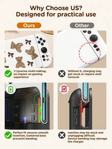 Bear & Butterfly Themed Switch Protective Case, Suitable For New Switch 2 (2025)/Switch NS/Switch OLED, Can Be Used On Docking Station Without Removing, Universal Gamepad Protective Cover, Switch Gaming Accessories, Anti-Fall And Scratch, Spring Romance/Back To School/Valentine's Day Gift - View 4