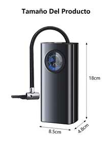 Inflador de neumáticos portátil con compresor de aire, apagado automático, para inflar rápidamente neumáticos de automóviles, bicicletas, motocicletas, balones y otros inflables, - Negro - Ver 12
