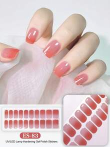 Semi Cured Gel Nail Strips, 20Pcs Long Lasting Salon Quality Wraps, Easy Apply & Remove Gel Nail Stickers With UV Light - Rose Red - View 7