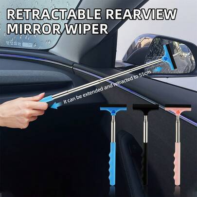 Limpiaparabrisas retráctil para espejo retrovisor de coche/motocicleta, herramienta eficaz para limpiar la lluvia del espejo retrovisor, limpiador de espejo retrovisor de coche, alternativa al limpiaparabrisas, raspador ergonómico, mango de fácil agarre, cuchilla, raspador de alta calidad, herramienta antivaho, para entusiastas del automóvil