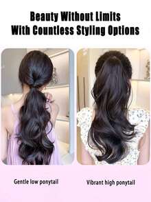 18-Inch High Ponytail Wig With Elastic Band, Real Hair Quality, Curly Ponytail Wig, Natural Fluffy, Easy To Style, Suitable For Daily Wear - Multicolor - View 8