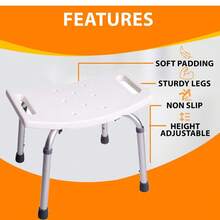 Aluminium Portable Shower Chair Seat Bath Stool Adjustable Disability Non Slip - white - View 8