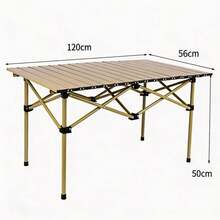 Mesa Plegable Portátil Multiusos Mesa para Comedor Cocina Camping Picnic Ahorra Espacio Fácil de Guardar Acero Inoxidable Dimensiones-120 * 56 * 50 cm - Caqui - Ver 9