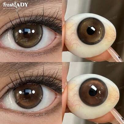 FRESH LADY FreshLady 1 Pair 14.20mm Natural Brown , Yearly Disposable, Soft&Breathable, Comfortable Everyday Wear And Makeup