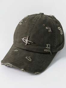 1顶男女通用复古做旧Y2K千禧星系标志棒球帽，户外遮阳帽，百搭休闲街头风弯檐帽，适合日常佩戴 - A - 查看 14