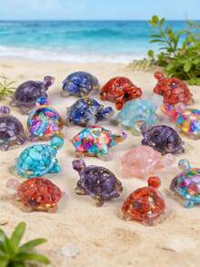 1/3/6/12pcs Multi-Color Crystal & Resin Sea Turtle Decorations - Healing Gemstone Pocket Decor, Suitable For Home Living Room Bedroom Office Aquarium Ornaments - Sea Turtles - View 2