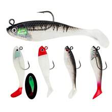 5Pcs 8cm/9g Soft Fishing Lures Set Swimbait Jig Heads T Tail Swim Bait Pre-Rigged Swimbaits With Weighted Hooks Crankbait Swim Shad Lures Swim Baits For Bass - Multicolor - View 1