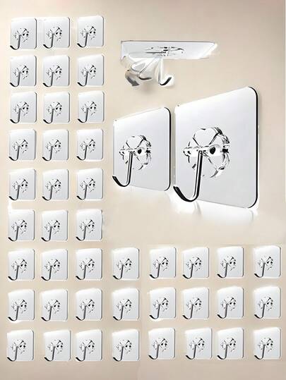 30 قطعة خطاطيف حائط لاصقة قوية، خطاطيف من الفولاذ المقاوم للصدأ لاصقة، خطاطيف حائط وباب بدون ثقب مقاومة للماء، خطاطيف لاصقة قوية لتنظيم الحمام والمطبخ والمنزل