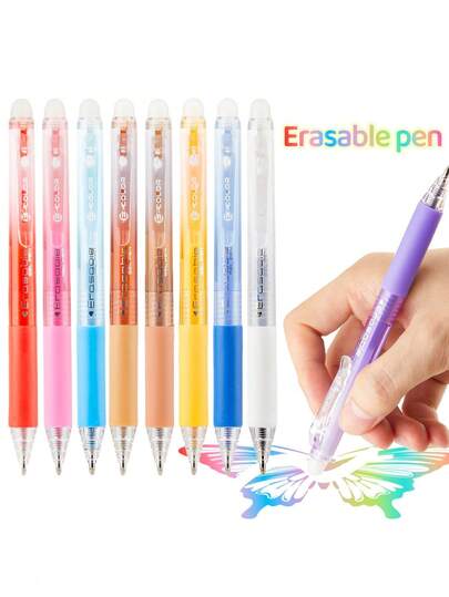 24pcs/Set Erasable Ballpoint Pens With Retractable Design, 0.7mm Fine Tip, Smooth Writing, Cute Design, Suitable For Writing, Note-Taking, Diary, School, Office And Home