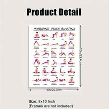 8 Inch X 10 Inch Unframed Yoga Practice Guide, Includes Yoga Poses And Movements, Suitable For Home Gym, Pilates And Stretching, White, Fitness Plan, Illustrated Poses, High-Quality Paper Material - Multicolor - View 6