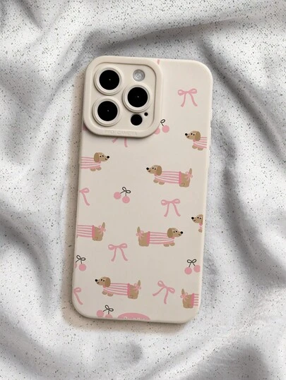 Pink Bow Tie Sausage Dog Pattern Liquid Silicone Mobile Phone Case Full-Body Shockproof Anti-Fall TPU Soft Rubber Case Compatible With IPhone 13/11/17/17pro/16/14/15/15pro/15 Plus/15 Promax/7plus/8plus/X/Xs Max/Xr/11pro/12pro/13pro/14pro/12mini/13mini/11promax/12promax/13promax/14promax/14plus/17pro Max/17Air/6/6s Plus/7/8/16Pro/16plus/16promax/Se2/17promax&Compatible With Samsung Galaxy/A54/A14/A12/A13/A15/A32/A33/A24/A52S/S20/S21/S22/S23/S24/S23Plus/S24ultra/S25/A15/A33/A23